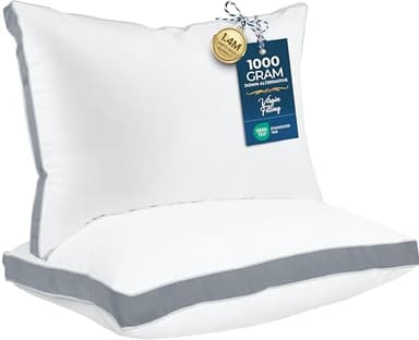 Utopia Bedding Lot de 2 oreillers de lit pour dormir grand lit (gris), qualité hôtelière rafraîchissante, oreiller à soufflet pour les personnes dormant sur le dos, le ventre ou le côté