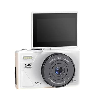 Appareil photo numérique 5K avec zoom optique 18x, appareil photo numérique vintage 75 MP avec mise au point automatique, appareil photo 5K avec écran rabattable, vidéo 5K et détection de sourire