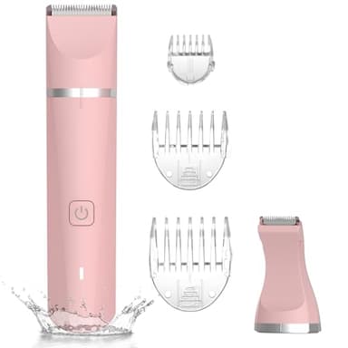 Tondeuse de bikini pour femme – Rasoir électrique 2 en 1 pour poils pubiens, étanchéité IPX7, rasoir rechargeable pour aisselles, jambes, bras, corps, visage (rose)