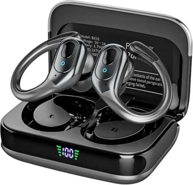 Écouteurs sans fil Bluetooth 5.4, écouteurs supra-auriculaires antibruit avec 75 heures d'autonomie, affichage de la puissance LED, IPX7 étanche écouteurs supra-auriculaires pour sports/entraînements