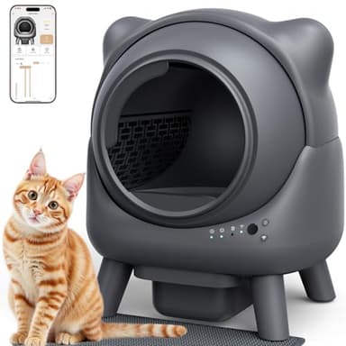 Toilette autonettoyante pour chat, Bac à litière automatique pour plusieurs chats, FEELNEEDY contrôle des odeurs, litière pour chat autonettoyante, extra grande, contrôle par application, capteurs de