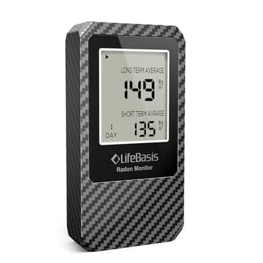Life Basis Détecteur de radon pour la maison Testeur de radon portable avec grand écran Surveillance du radon à long et court terme Fonctionne sur piles, Version canadienne en Bq/m³ - Gris foncé