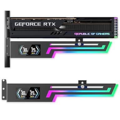 GSCOLER ARGB Support pour carte graphique avec écran de température CPU et GPU, support universel pour cartes graphiques, support réglable multi-angles pour cartes vidéo, support GPU intégré 5 V 3