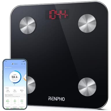 RENPHO Balance d'analyse corporelle, balance intelligente pour poids corporel, balance de salle de bain Bluetooth BMI avec application intelligente, haute précision et mesure du poids jusqu'à 180 kg