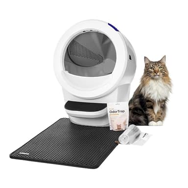 Ensemble débutant Litter-Robot 4 par Whisker, Blanc - Bac à litière automatique autonettoyant, comprend Litter-Robot, clôture, tapis, 2 recharges OdorTrap Pack, 25 doublures de tiroir à déchets et 1