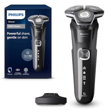 Philips Shaver Series 5000 Rasoir électrique Wet & Dry avec technologie SkinIQ, tondeuse pop-up, support de charge, noir foncé, modèle S5898/25