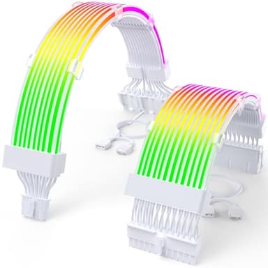 Sirlyr Ensemble de câbles RGB 12VHPWR, extension de câble d'alimentation ARGB de bande LED souple comprenant 24 broches Carte mère, câbles d'alimentation GPU 16 broches vers 3×8 broches pour PC