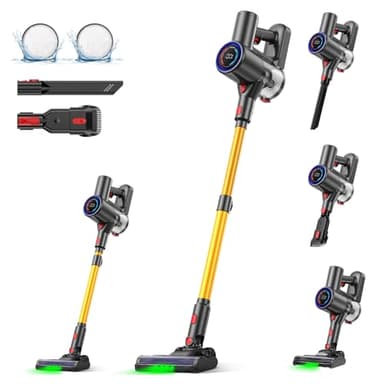 Aspirateur sans fil, 40 kPA/40 minutes avec affichage LED, lumière verte, aspirateur sans fil autonome, rechargeable, aspirateur balai pour poils d'animaux, sols durs, tapis