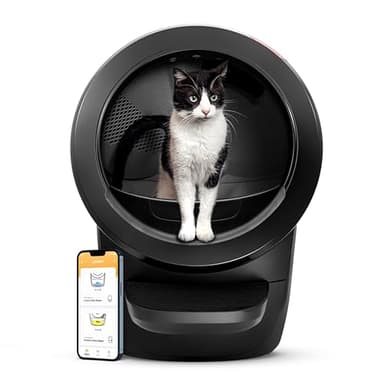 Whisker Robot 4 avec Step & Fence Noir – Litière automatique autonettoyante pour chat, aide à réduire les odeurs de litière, ne plus jamais ramasser, comprend 1 an de WhiskerCare
