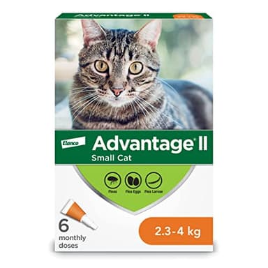 Advantage II Traitement anti-puces pour petits chats pesant entre 2,3 kg et 4 kg - 6 doses