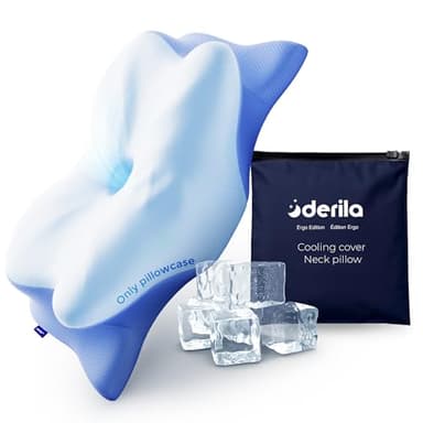 Derila Taie d'oreiller Ergo - Oreiller cervical pour dormir - Taie d'oreiller en mousse à mémoire de forme pour le dos et le côté (taie d'oreiller : 54 x 36 x 12 cm) - Taie d'oreiller uniquement