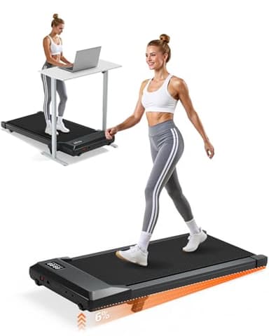 DeerRun Tapis de marche courant, tapis de course sous le bureau, machine de course avec contrôle par application avec cours d’entraînement gratuits et courses multi-coureurs, machine de marche 2,5 CV