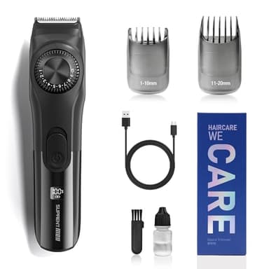 SUPRENT™ Tondeuse à barbe réglable pour homme avec cadran de précision, 19 réglages de longueur, tondeuse à moustache électrique sans fil rechargeable par USB, cadeau pour homme