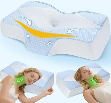 Mkicesky Oreiller orthopédique en mousse à mémoire de forme pour soulager la douleur du cou et des épaules – Oreiller de sommeil ergonomique de soutien cervical pour les personnes dormant sur le côté