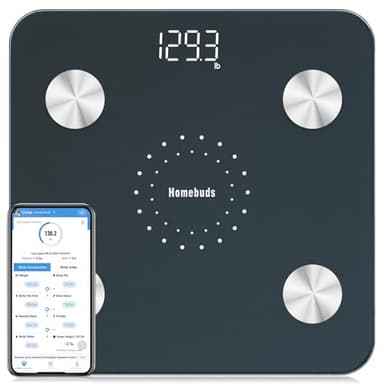 Homebuds Balance Numérique de Salle de Bain pour Poids Corporel et Graisse Corporelle, Pesage Professionnel Depuis 2001, Moniteur de Composition Corporelle Professionnel pour IMC, Eau, Muscle avec