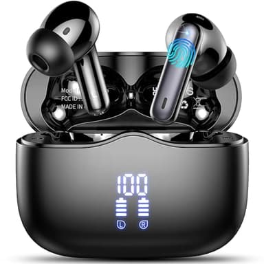 Écouteurs sans fil, écouteurs Bluetooth 5.4 Mini HiFi stéréo avec 4 micros antibruit ENC, écouteurs sans fil, écouteurs intra-auriculaires 40H IP7 étanches, USB C, écouteurs Bluetooth pour le sport