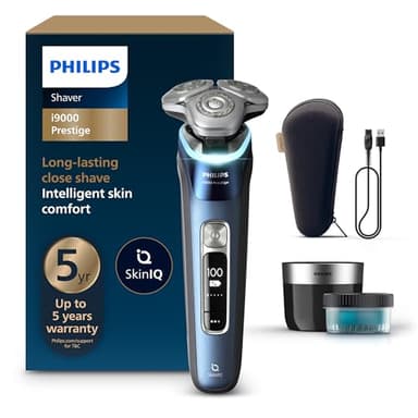 Philips Rasoir électrique Série i9000 Prestige - Humide et sec - Lames de précision doubles et capteur de contrôle de mouvement - Bleu mystique - XP9201/20