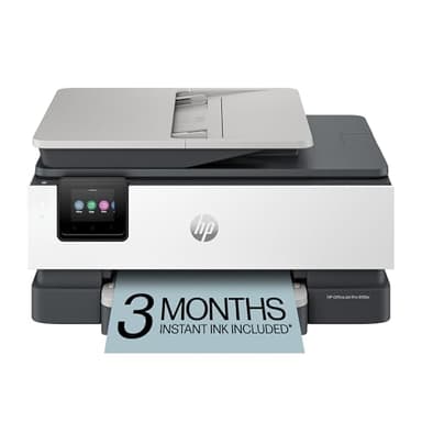 HP OfficeJet Pro 8135e Imprimante à jet d'encre couleur tout-en-un sans fil, impression, numérisation, copie, fax, ADF, impression recto verso, idéale pour le bureau à domicile, 3 mois d'encre incluse