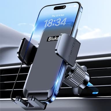 Blukar Support de téléphone pour voiture, support de téléphone de grille d'aération de voiture avec clip de crochet ultra stable amélioré, rotation à 360°, support de téléphone portable à libération