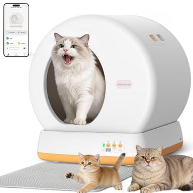 MeoWant Litière pour chat autonettoyante, système de sécurité avancé, boîte à litière automatique parfaite pour plusieurs chats, extra large/contrôle des odeurs/contrôle par application, litière