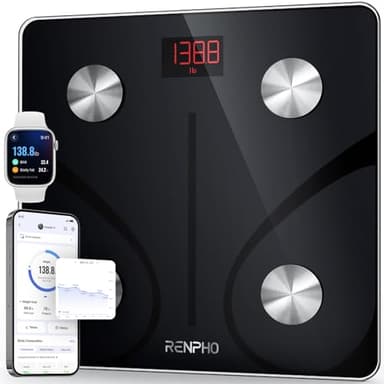 RENPHO Elis 1 Balance de graisse corporelle intelligente pour le poids corporel, IMC numérique pour salle de bain, mesures du corps avec application smartphone synchronisation avec Bluetooth, 181,4 kg