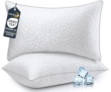 COZSINOOR Lot de 2 oreillers rafraîchissants pour grand lit – Oreillers alternatifs en duvet de qualité supérieure pour les personnes dormant sur le côté, le dos et le ventre – Rembourrage en
