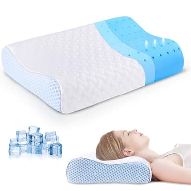 Oreiller cervical pour le cou et les épaules, oreiller rafraîchissant en mousse à mémoire de forme oreiller de lit pour dormir, oreiller de contour de soutien cervical pour les dormeurs sur le côté