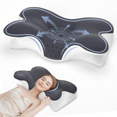 Oreiller cervical pour soulager les douleurs cervicales, coussin de soutien du cou pour dormir, oreiller de positionnement latéral en mousse à mémoire de forme pour les douleurs aux épaules pour les