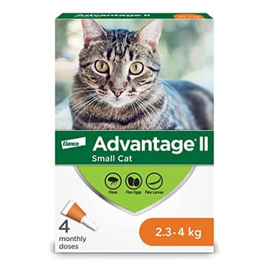 Advantage II Traitement anti-puces pour petits chats pesant entre 2,3 kg et 4 kg (5 lb à 9 lb) - 4 doses
