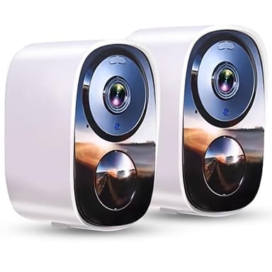 Lot de 2 caméras de sécurité sans fil WiFi pour l'extérieur, vision nocturne en couleur, détection AI/PIR, conversation bidirectionnelle, nuage/SD, résistant aux intempéries, caméras d'extérieur