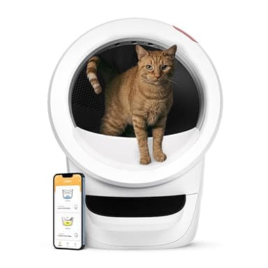 Litter-Robot 4 avec étape et clôture de Whisker, blanc - Bac à litière automatique et autonettoyant pour chat, aide à réduire les odeurs de bac à litière, plus besoin de nettoyer, comprend 1 an de
