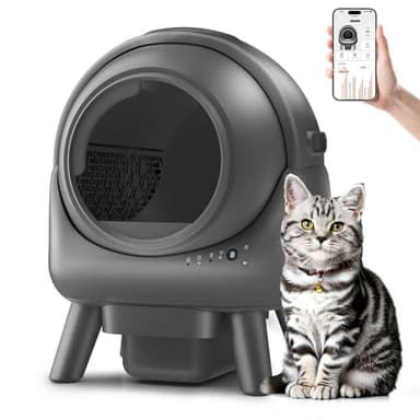Beokeo Litière autonettoyante pour plusieurs chats, contrôlée par application intelligente avec surveillance de la santé, capacité de 15 jours sans odeur, sans danger pour les chats jusqu'à 8,2 kg