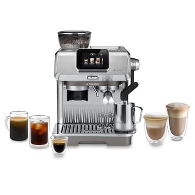 De'Longhi La Specialista Touch Machine à expresso avec broyeur et mousseur à lait – Machine à café froid et café glacé, broyeur à meules, 10 préréglages de boisson, compacte de grain à tasse, design
