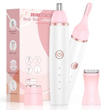 Tondeuse bikini pour femme et corps – Épilateur de poils pubiens indolore 4 en 1 pour peaux sensibles, rechargeable et étanche IPX7 pour une utilisation humide et sèche, pour le visage, les sourcils