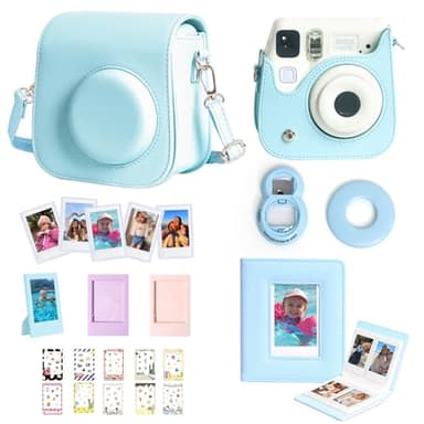 CAIYOULE Accessoires pour appareil photo instantané Fujifilm Instax Mini SE, mini album photo, cadres photo, autocollants à faire soi-même, miroir à selfie, cercle d'assistance, lot comprenant, Bleu