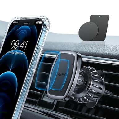 Support de téléphone de voiture LISEN avec crochet magnétique de qualité militaire pour voiture avec 6 aimants puissants, compatible avec iPhone 14 Plus/Pro Max/13/12/11 Pro/Pro Max, tous les Android