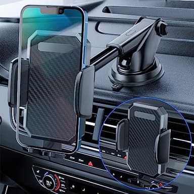 Support de téléphone pour voiture 3 en 1, [ Ventouse de niveau hors route et clip ] Support universel pour téléphone portable sur tableau de bord et pare-brise avec ventouse à une main compatible avec