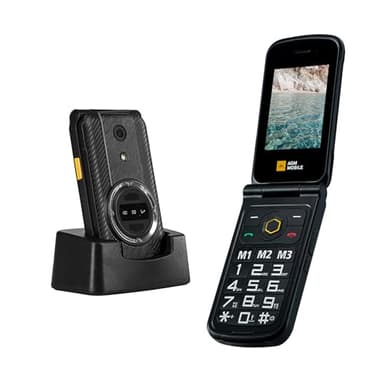 AGM M8 Téléphone à rabat basique robuste, fonction 4G, téléphones mobiles simples, étanche et résistant aux chutes, touche latérale SOS, numérotation rapide, haut-parleur 104 dB, grandes polices et