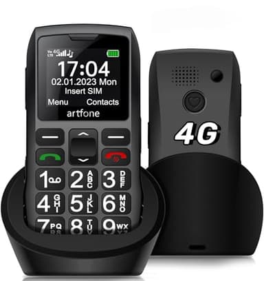 Téléphone portable sans carte SIM 4G pour personnes âgées avec grand bouton, LTE débloqué facile à utiliser, téléphones seniors basiques avec fonction SOS, volume fort, 1800 mAh, emplacement SIM